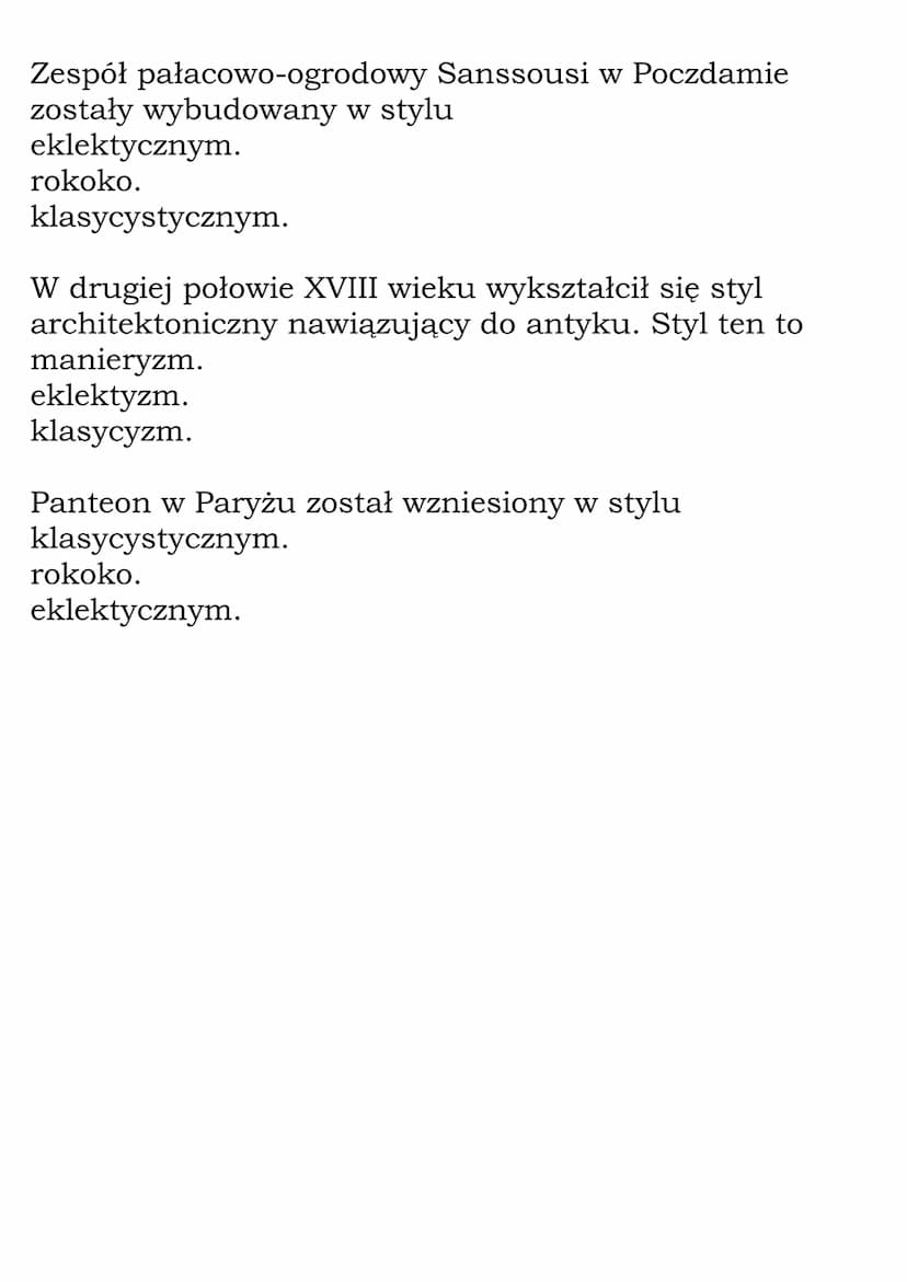 Oświecenie w Europie -
Test
Idee oświeceniowe rozprzestrzeniły się w Europie w
wieku
XVIII.
XVII.
XIX.
Krajem, który w XVIII wieku wywierał 