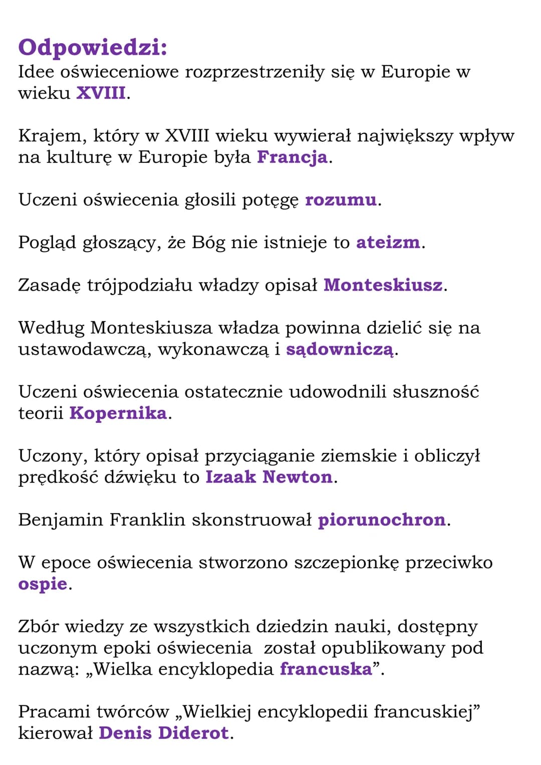 Oświecenie w Europie -
Test
Idee oświeceniowe rozprzestrzeniły się w Europie w
wieku
XVIII.
XVII.
XIX.
Krajem, który w XVIII wieku wywierał 