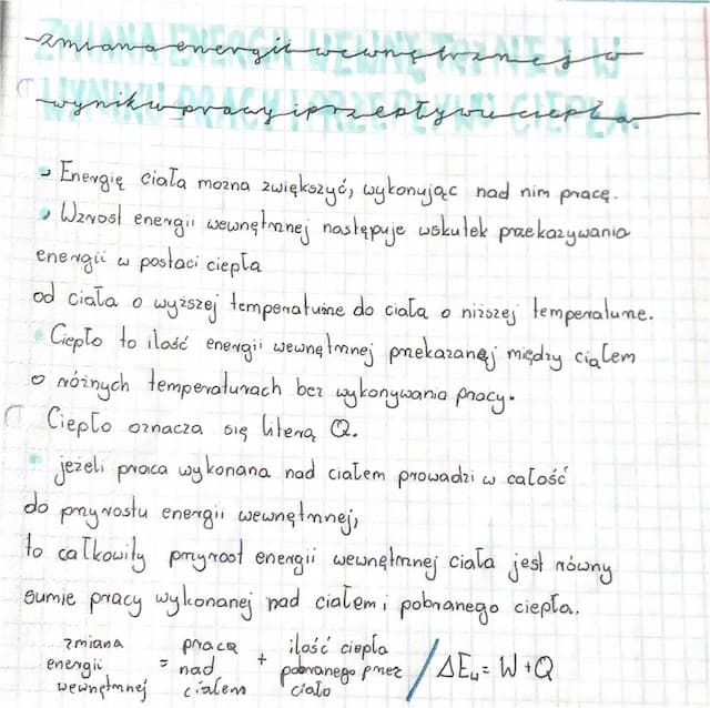 Know Zmiana energii wewnętrznej wyniku pracy i przepływu ciepła thumbnail