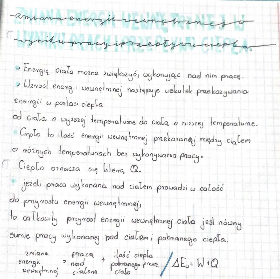 Zmiana energii wewnętrznej - wzory i przykłady dla dzieci