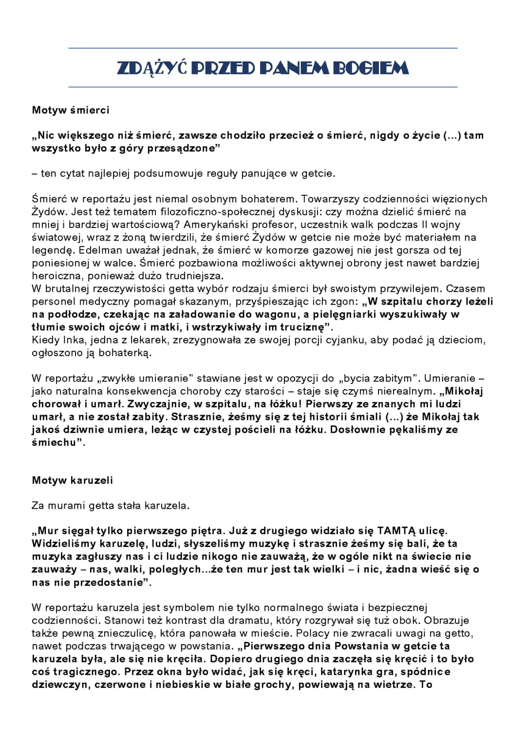 Motywy literackie Zdążyć przed Panem Bogiem