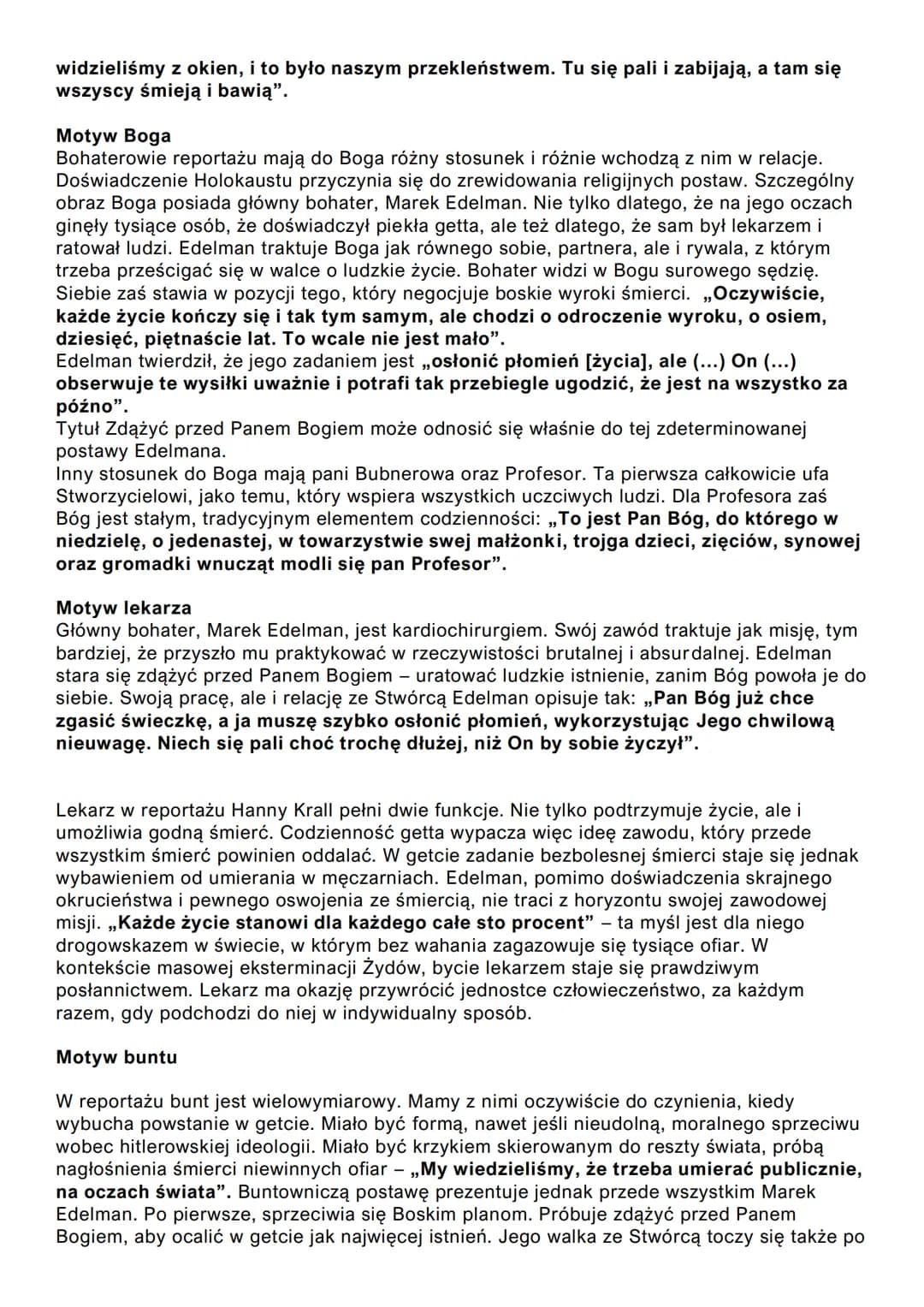 ZDĄŻYĆ PRZED PANEM BOGIEM
Motyw śmierci
,,Nic większego niż śmierć, zawsze chodziło przecież o śmierć, nigdy o życie (...) tam
wszystko było