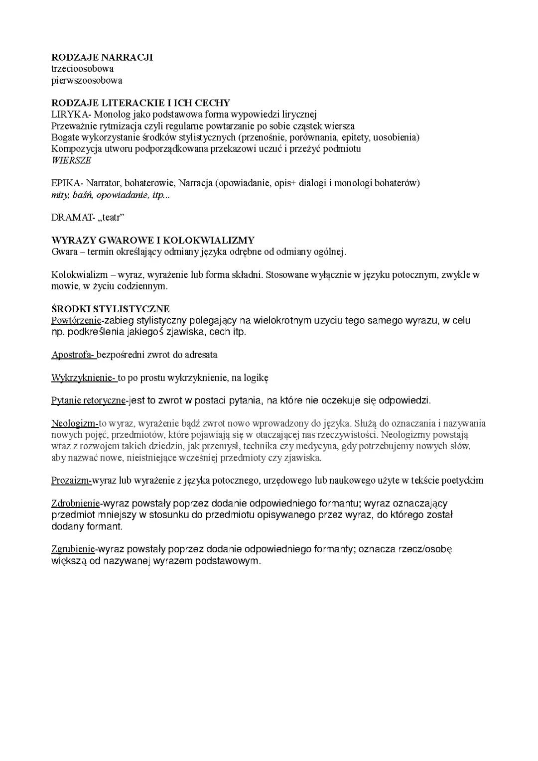 Podstawowe Wiadomości z Literatury i Języka Polskiego