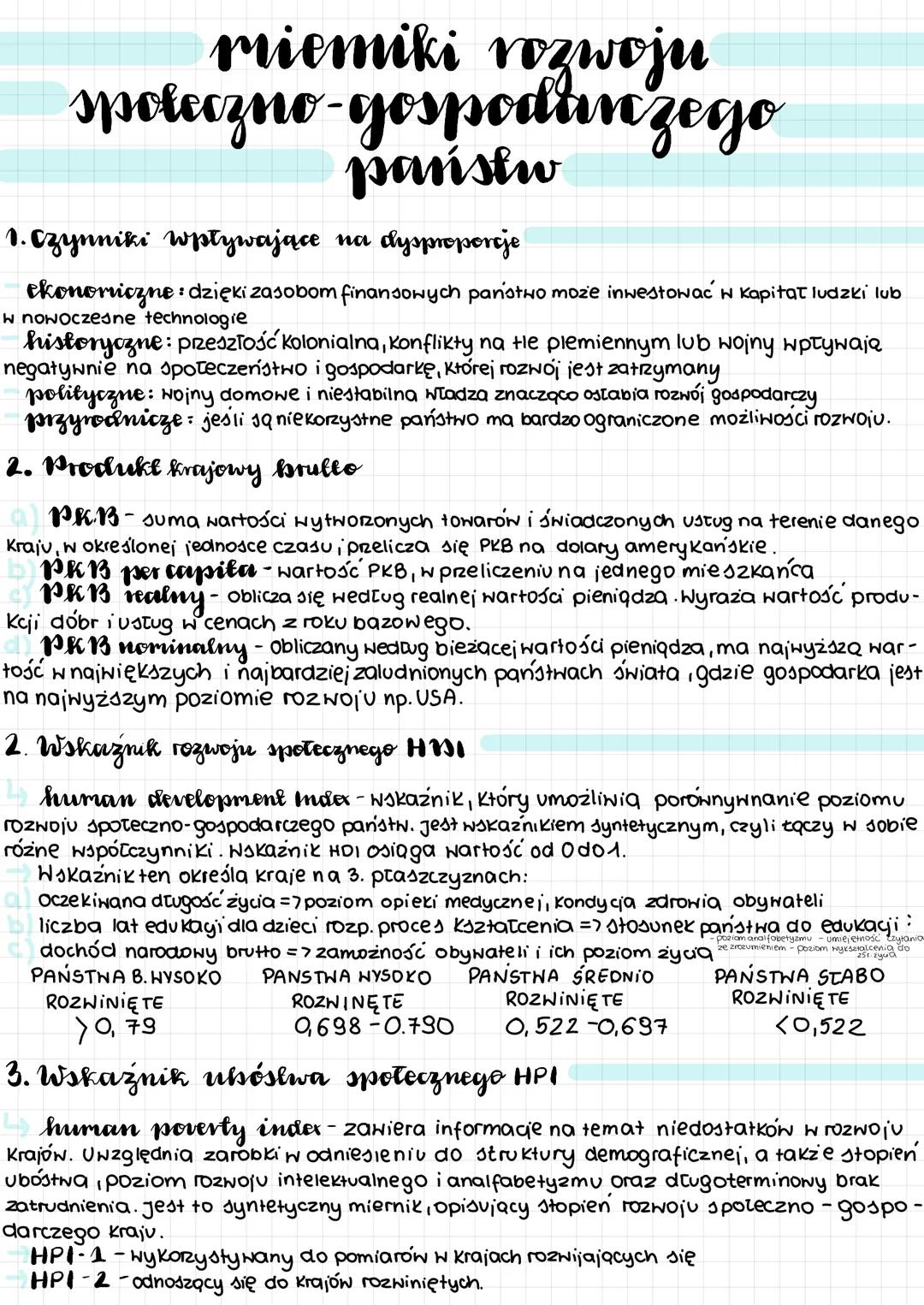 # miemiki rozwoju
społeczno-gospodine zego
państw

1. Czynniki wpływające na dysproporcje

- ekonomiczne: dzięki zasobom finansowych państwo