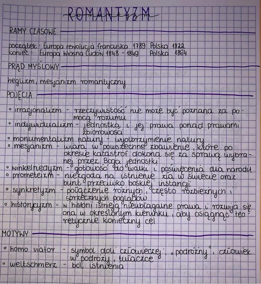 romantyzm
NAZINA ΕΡΌΚΙ
od Tacińskiego słowa romanticus
niezwykły
RAMY CZASOWE
początek Europa rewolucja francuska 1789 + - sald.or
konieč Eu