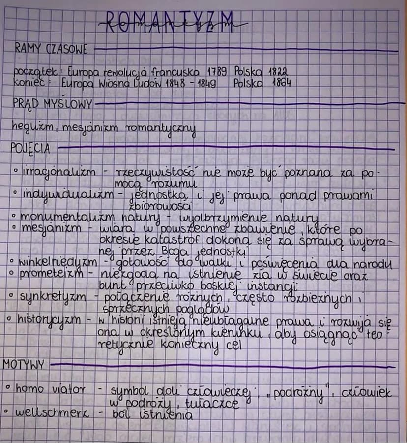 romantyzm
NAZINA ΕΡΌΚΙ
od Tacińskiego słowa romanticus
niezwykły
RAMY CZASOWE
początek Europa rewolucja francuska 1789 + - sald.or
konieč Eu
