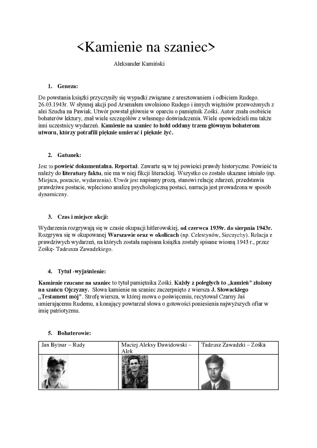 Kamienie na szaniec - Aleksander Kamiński 