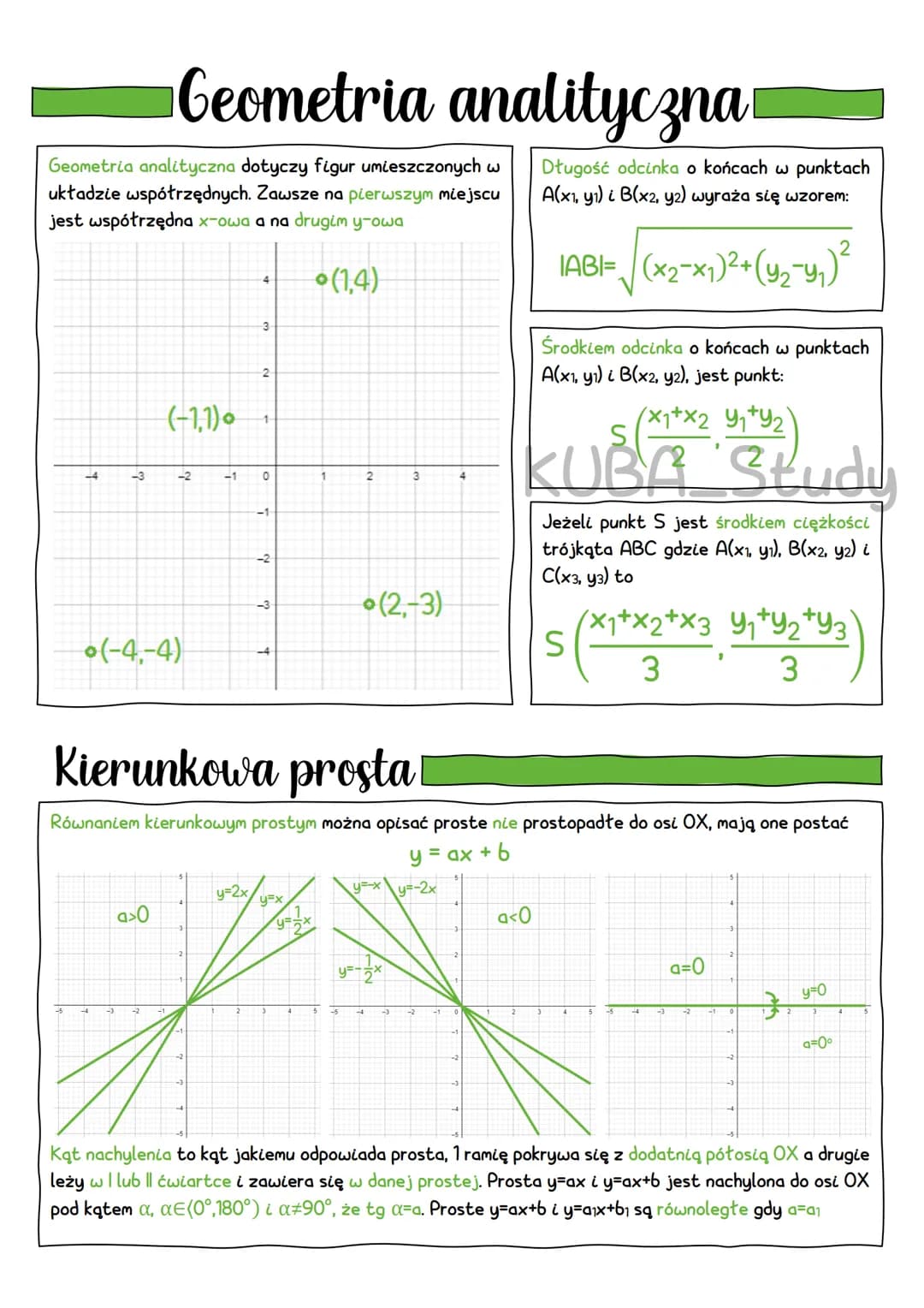 Geometria analityczna dotyczy figur umieszczonych w
układzie współrzędnych. Zawsze na pierwszym miejscu
jest współrzędna x-owa a na drugim y