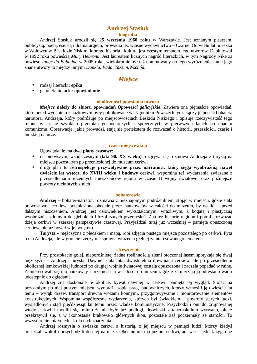 --- OCR Start ---
Andrzej Stasiuk
biografia
Andrzej Stasiuk urodził się 25 września 1960 roku w Warszawie. Jest uznanym pisarzem,
publicystą