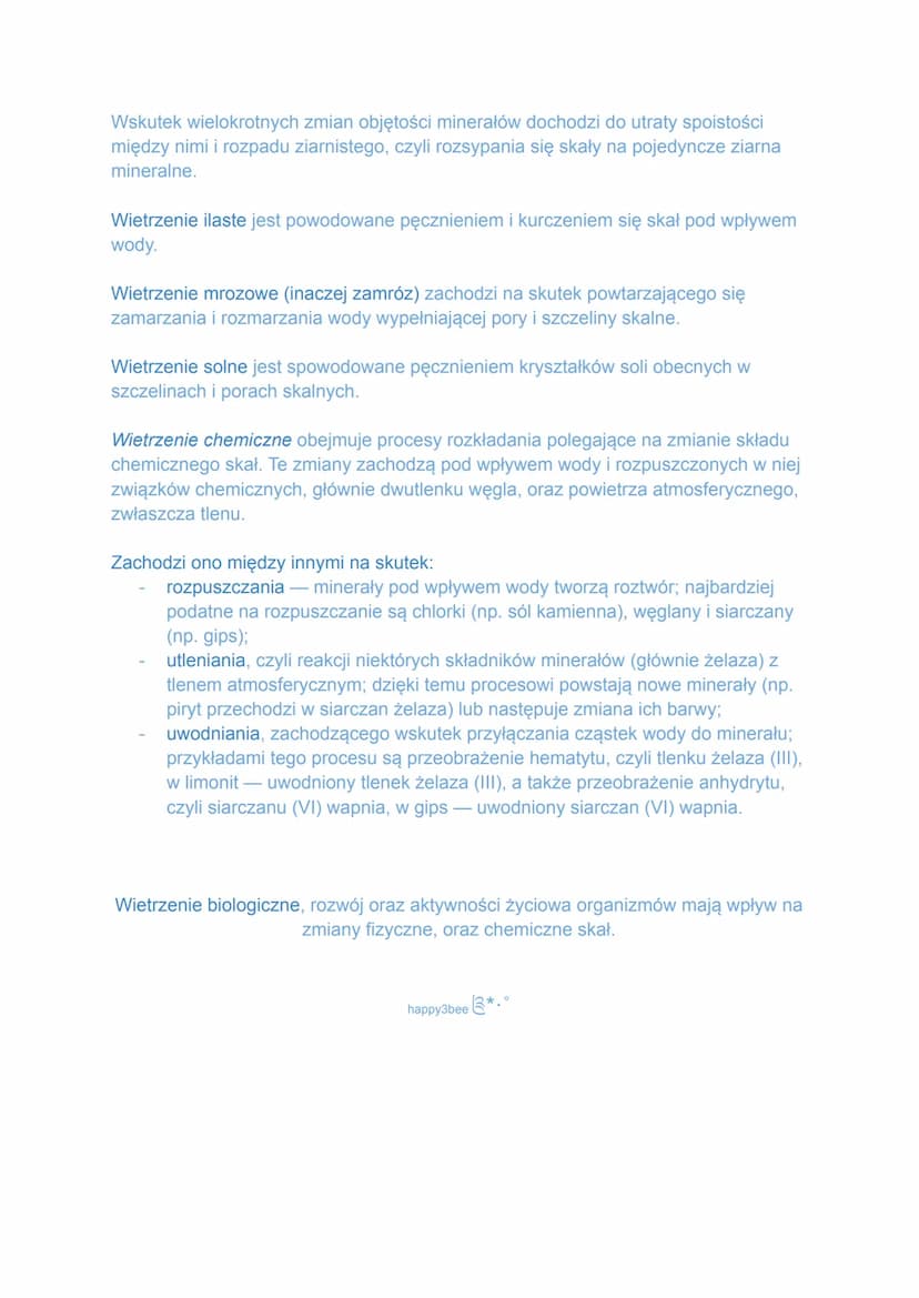 Wietrzenie skał´ -
Wietrzenie to proces, w którym skały ulegają rozkładowi chemicznemu lub rozpadają
się na mniejsze fragmenty.
Produktem wi