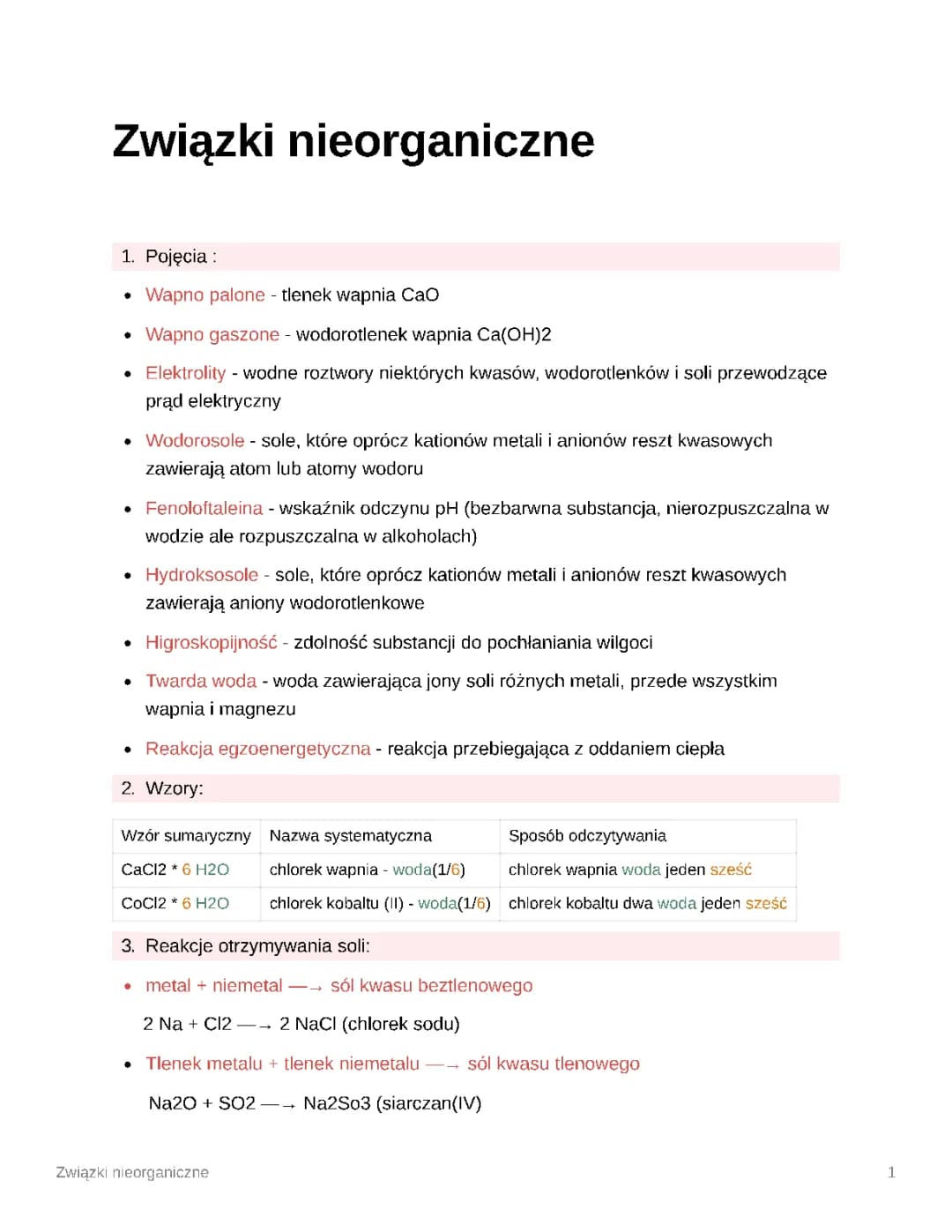 Związki nieorganiczne 