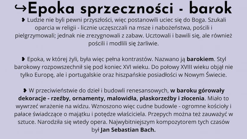 Barok i sarmatyzm
w Europie
Barroco (fr.) - nieregularna perła
Sarmaci - lud znad Morza Czarnego
Okrutne wojny religijne, klęsk głodu i epid