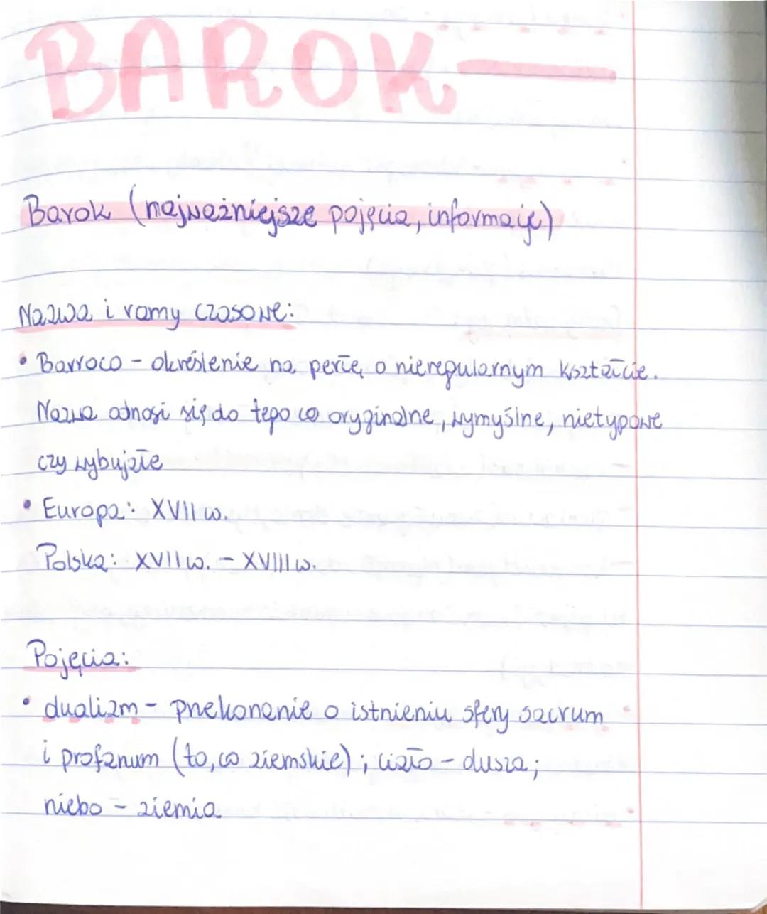 Barok - Najważniejsze Informacje na Sprawdzian i Maturę