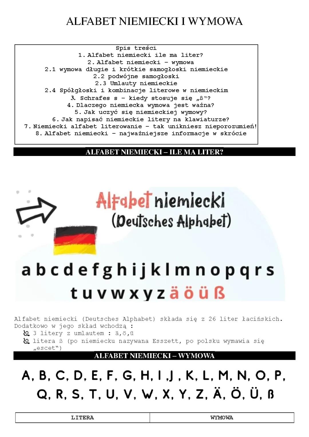 alfabet niemiecki i wymowa