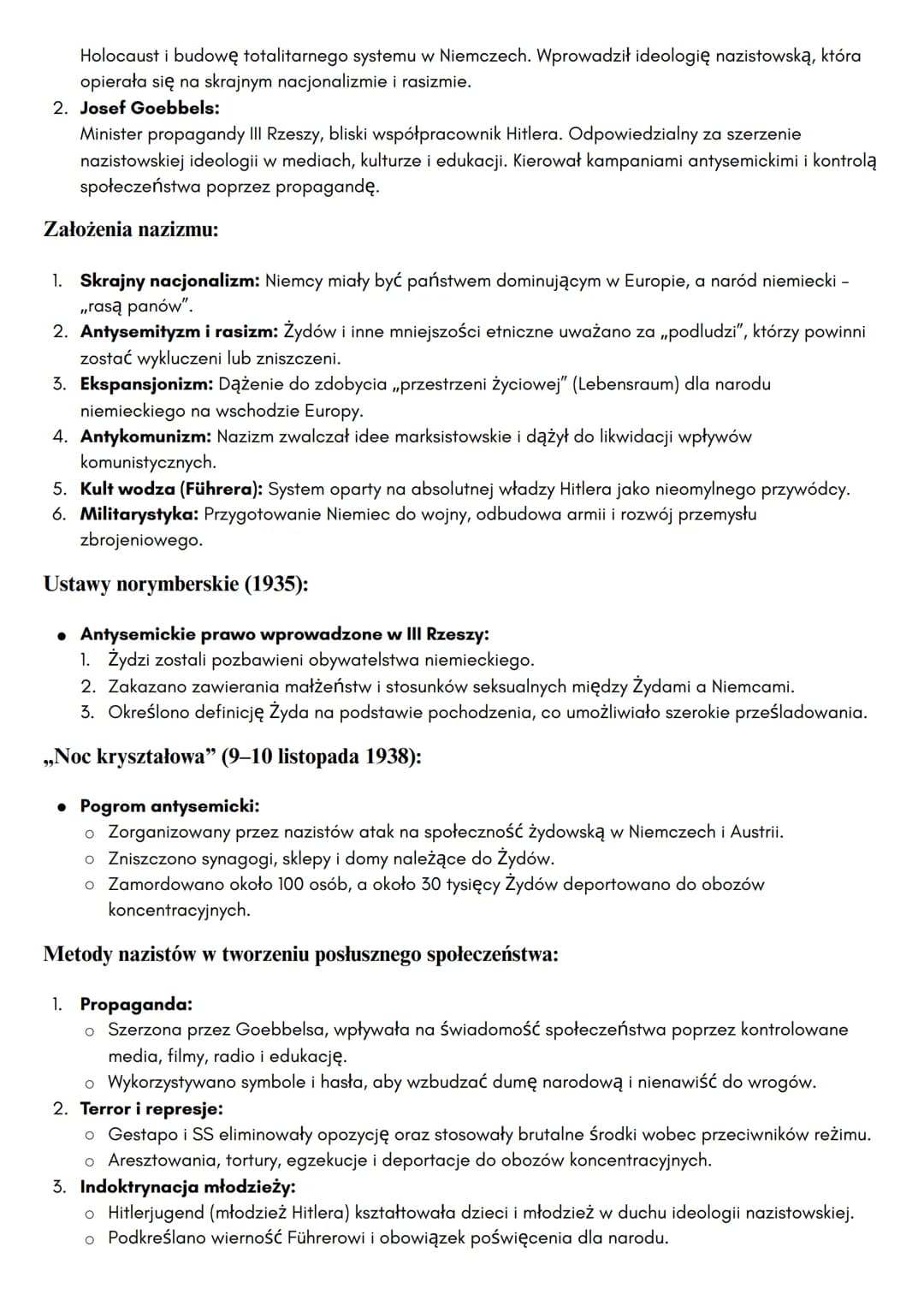 Nazizm w Niemczech
Pojęcia:
1. Faszyzm:
Ideologia polityczna powstała we Włoszech pod wodzą Benito Mussoliniego, opierająca się na
nacjonali