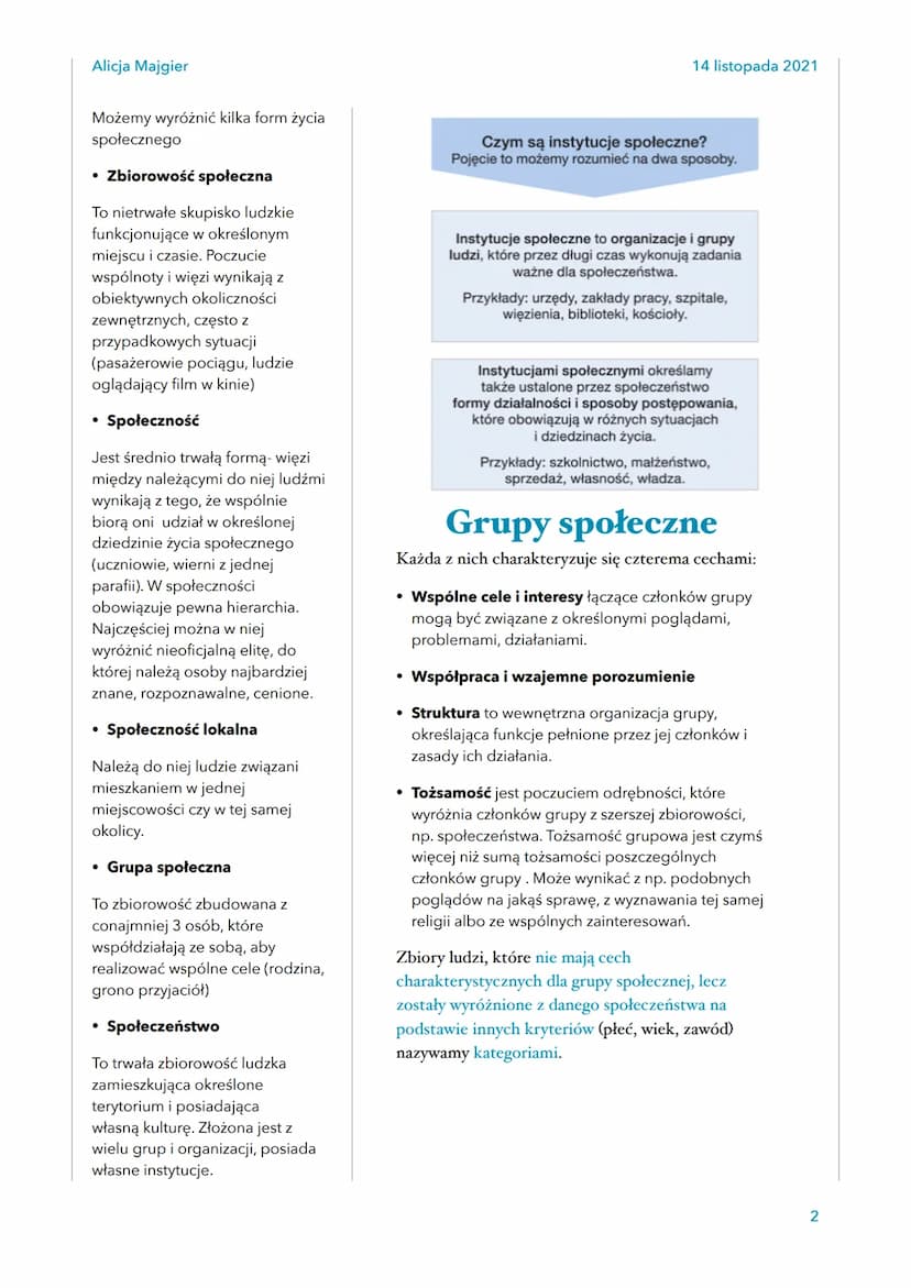 Alicja Majgier
CZŁOWIEK W
SPOŁECZEŃSTWIE
Status społeczny
Status to określenie miejsca
danej jednostki lub jednostek
w zbiorowości.
Statusy 