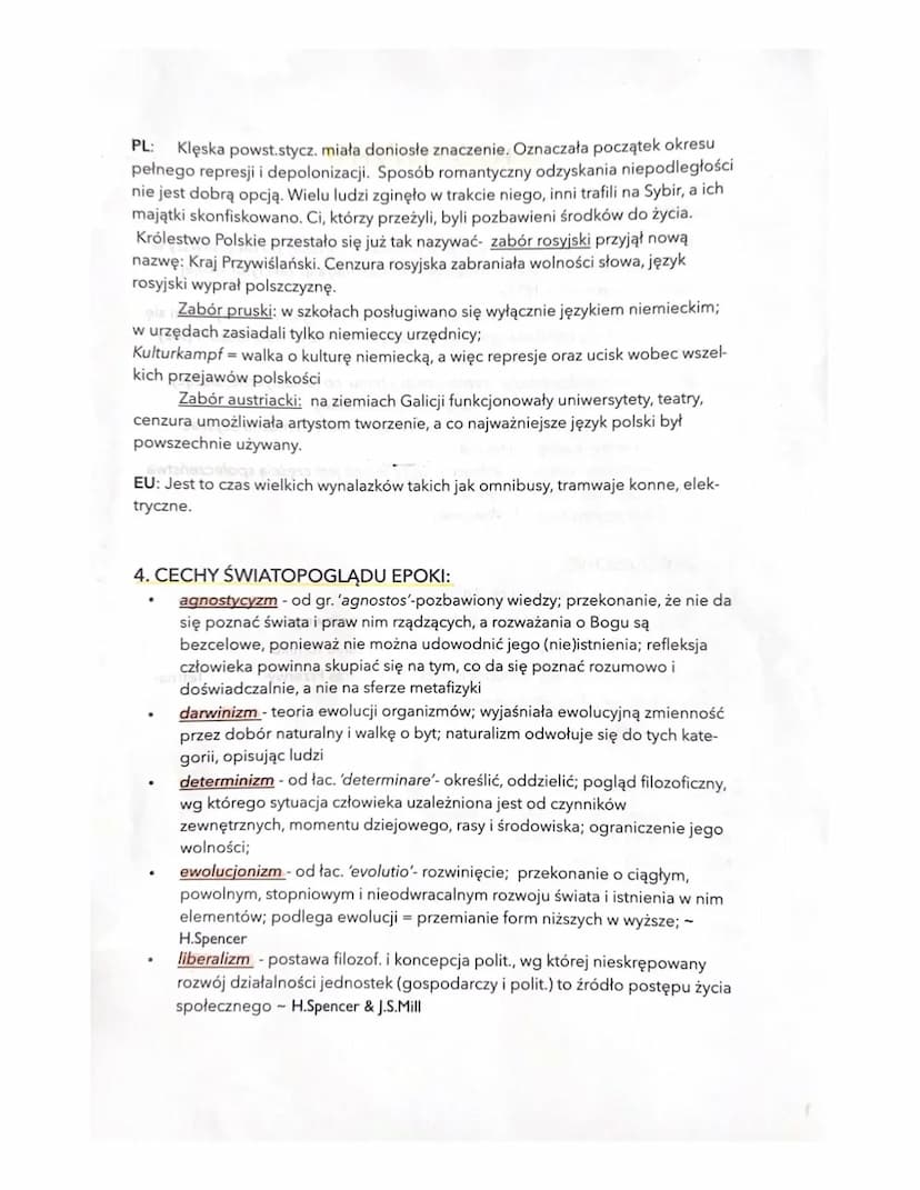 POZYTYWIZM
1.NAZWA EPOKI:
EU: realizm - od prądu wiodącego w literaturze i sztuce; po raz pierwszy w
takim znaczeniu użył malarz Gustave Cou