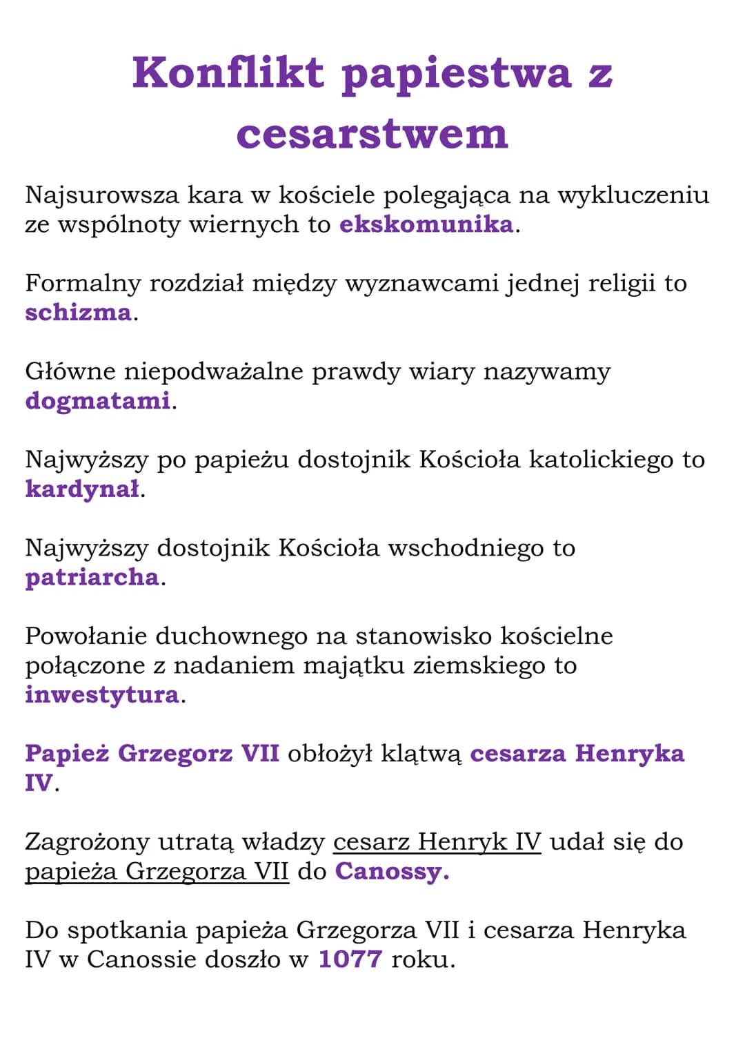 Konflikt papiestwa z
cesarstwem
Najsurowsza kara w kościele polegająca na wykluczeniu
ze wspólnoty wiernych to ekskomunika.
Formalny rozdzia