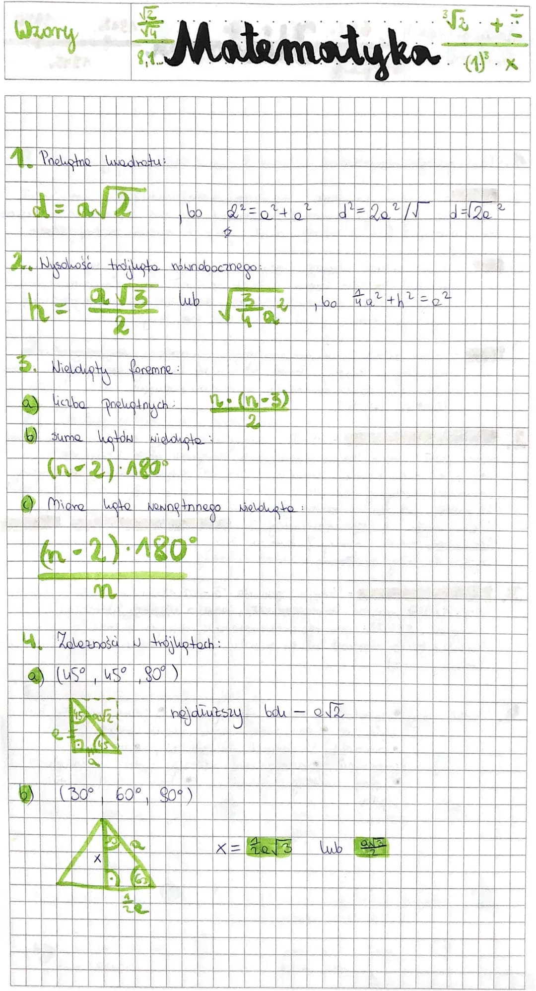Wzory the
1. Prelistne urednatu
d = a√√/2
8,1..
450f2
Matematyka
3. Nieldiety foremne
a liczbo
prekotnych.
(16) sure hotów wieldugto.
(n=2) 