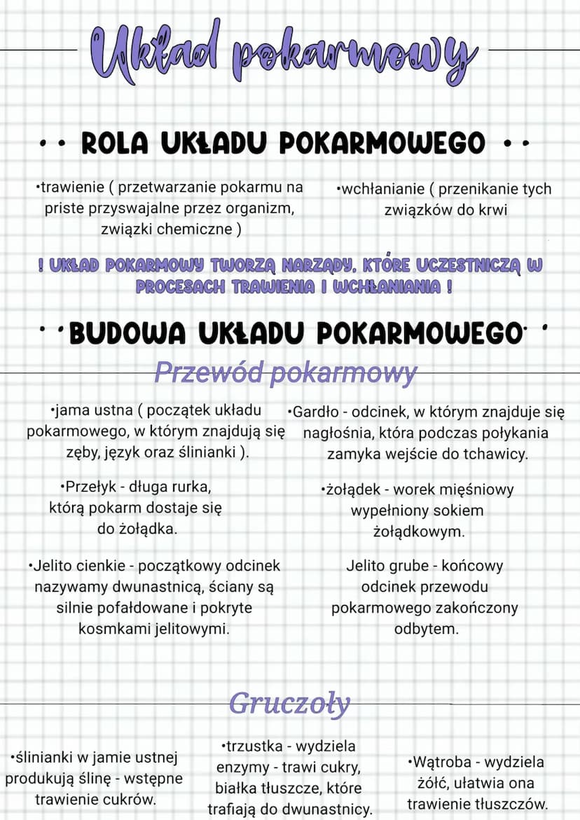 Uklad pokarmowy
ROLA UKŁADU POKARMOWEGO
chianianie (
wchłanianie (przenikanie tych
związków do krwi
przetwarza
trawienie (przetwarzanie poka