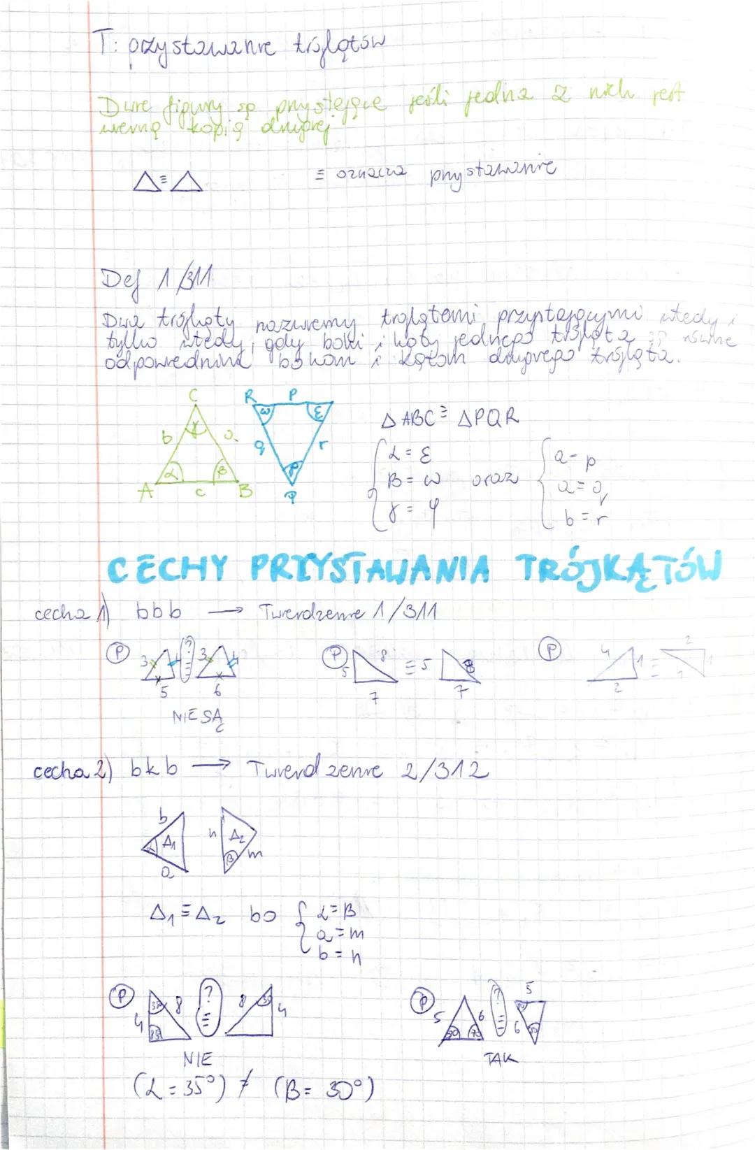 Cechy Przystawania i Podobieństwa Trójkątów - Zadania dla Klasy 7