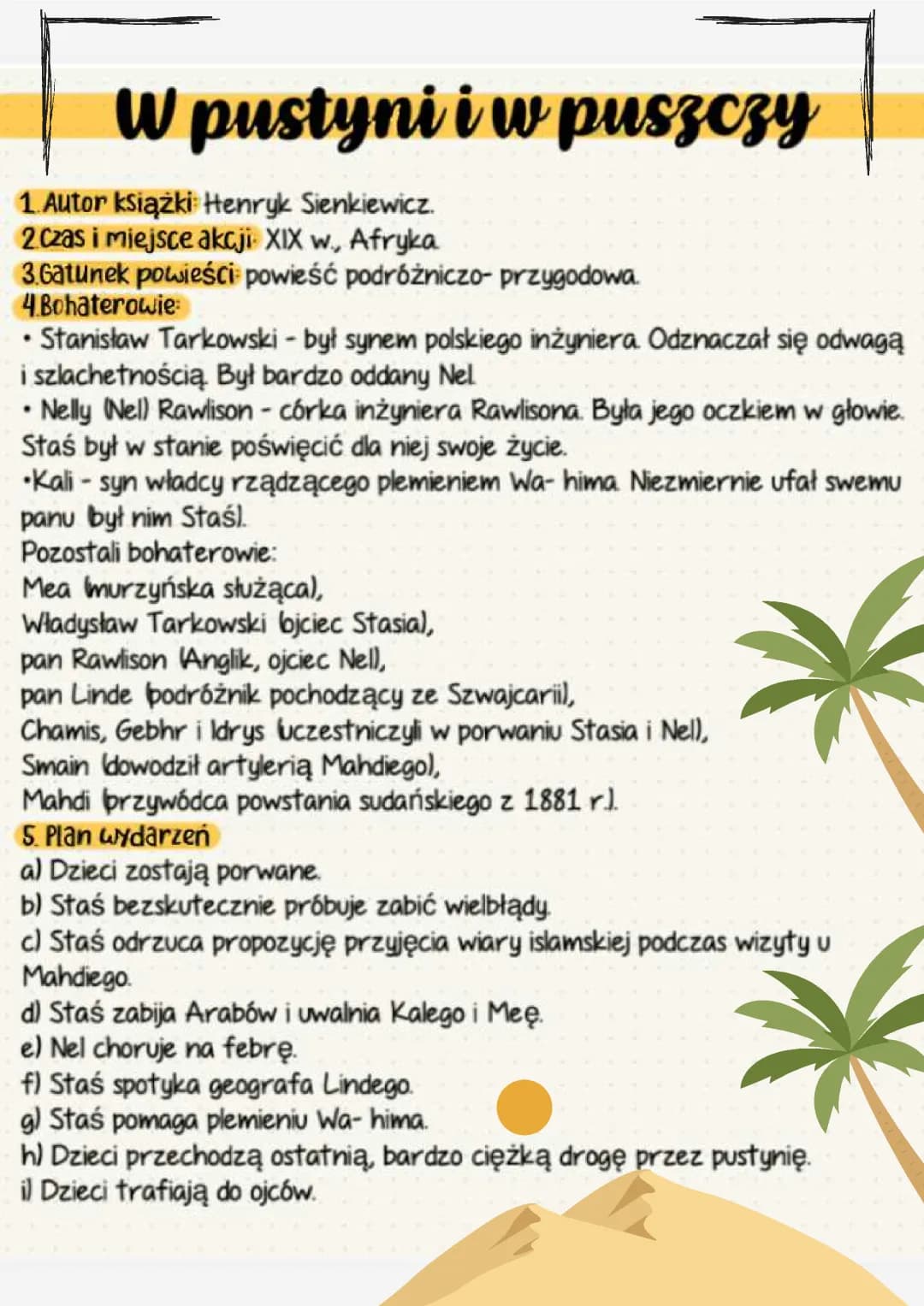W pustyni i w puszczy - streszczenie, plan wydarzeń i najważniejsze informacje w PDF