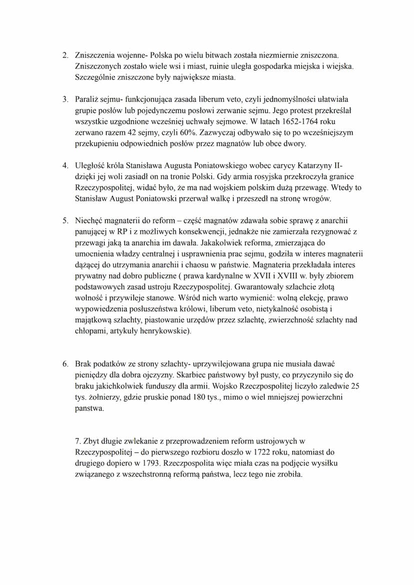 Upadek Rzeczpospolitej w XVIII w.
W XVIII wieku doszło do upadku Rzeczpospolitej. Skutkiem tego było zniknięciem Polski z
mapy Europy na 123