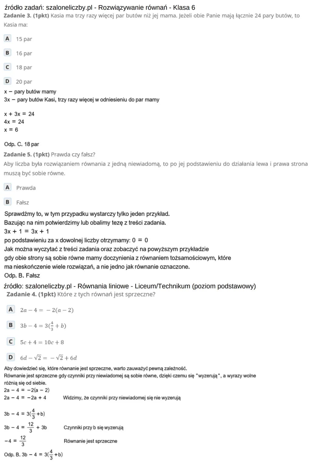 Równania Liniowe i Nierówności - Zadania PDF dla Ciebie