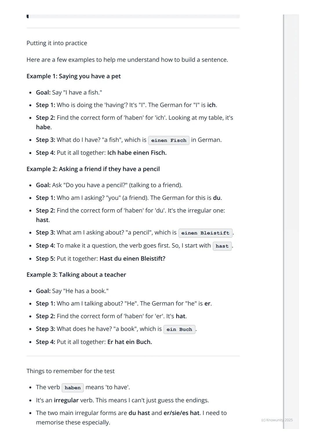 # The Verb 'haben' (to have)

An introduction to the verb 'haben'

The German verb haben means 'to have' in English. It's one of the most
im