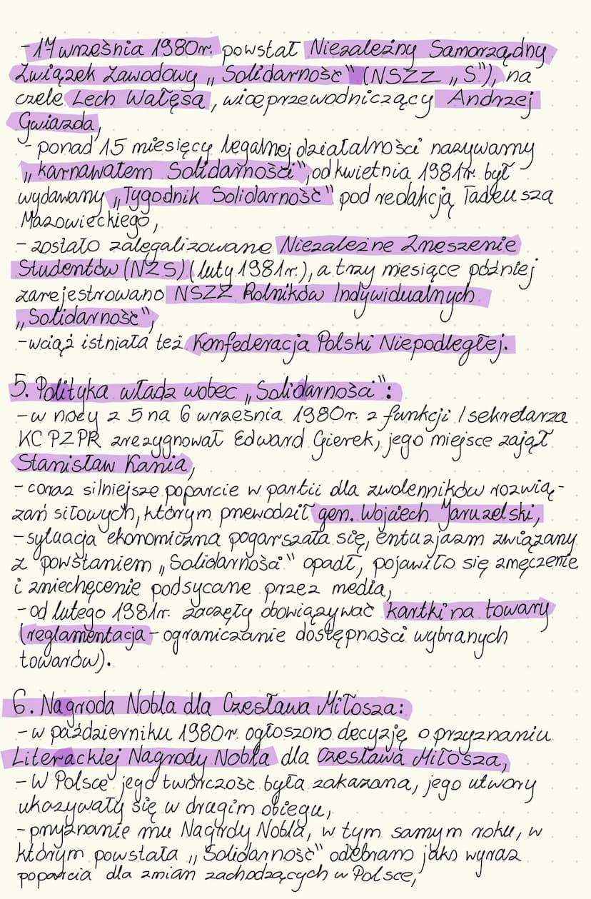 Narodziny
„Solidarności"
1. Wydarzenia sierpniowe:
- pogorszenie sytuacji ekonomicznej PRL wynikające.
niewydolności komunistycznej gospodar