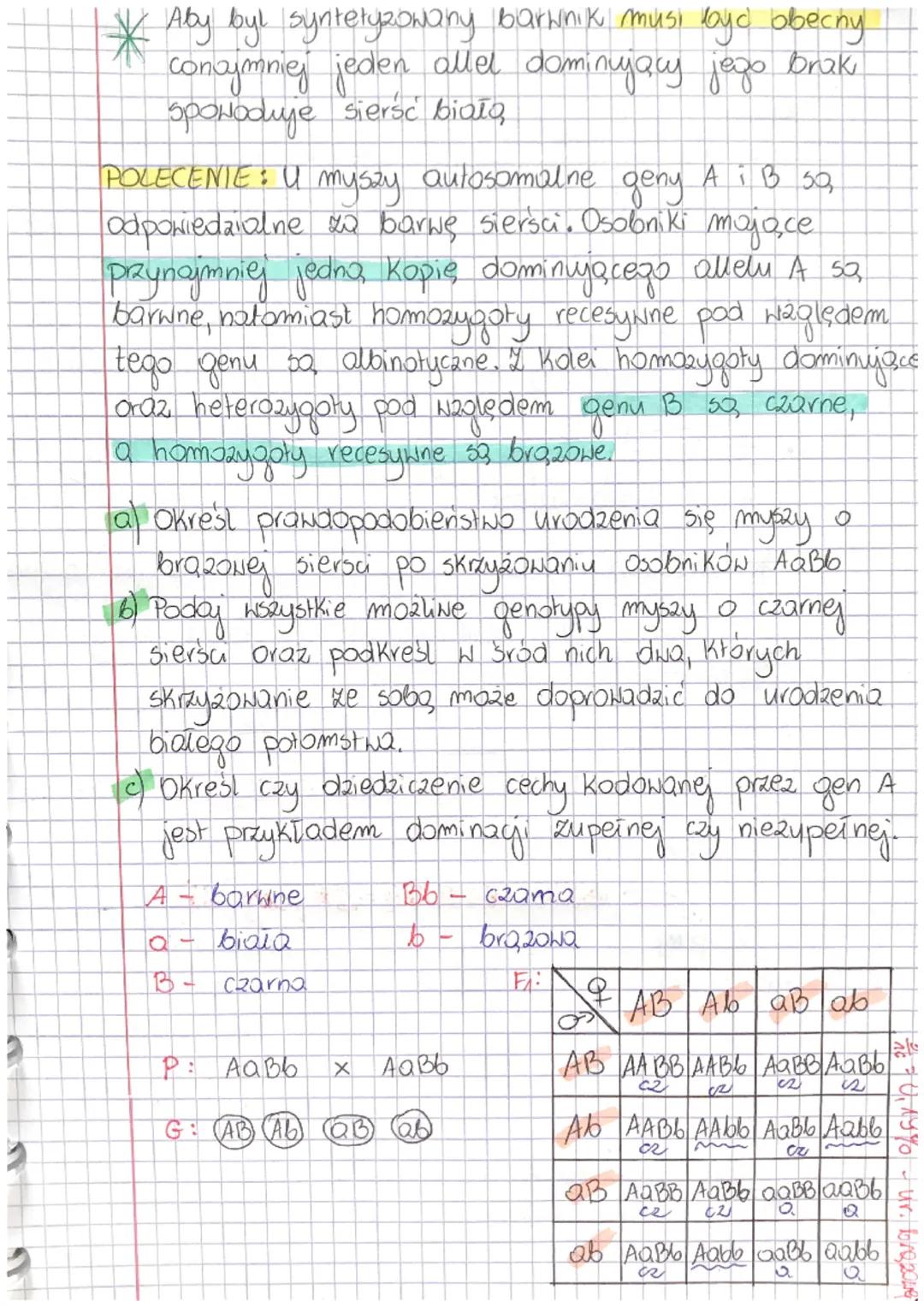 Temat: D21ED21CZENIE WIELOGENOWE.
@Rodzaje dziedziczenia
(a) jednagenowe - cecha zależy od 1 genu
6) Wielage nave cecha zależy od wielu geno