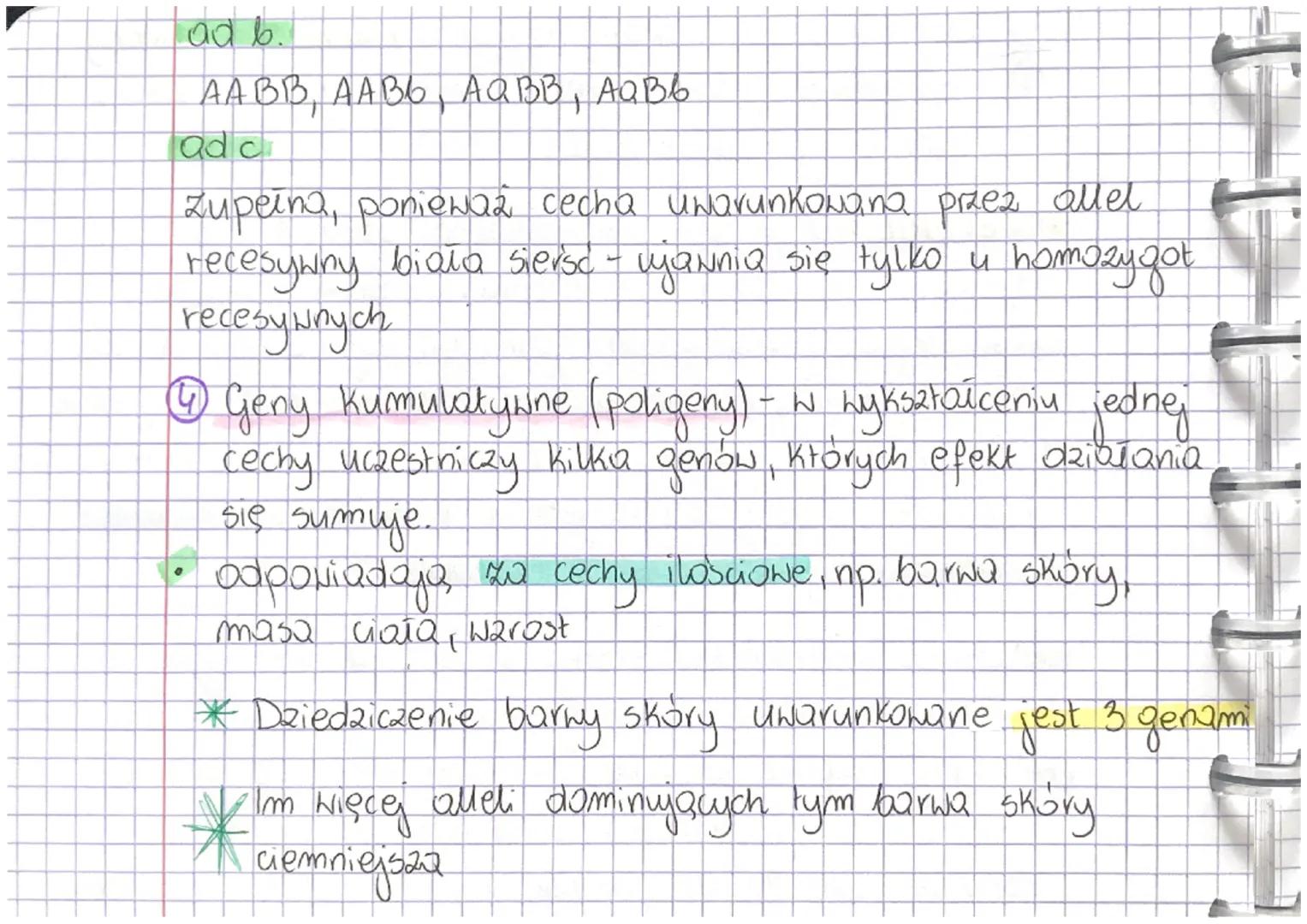 Temat: D21ED21CZENIE WIELOGENOWE.
@Rodzaje dziedziczenia
(a) jednagenowe - cecha zależy od 1 genu
6) Wielage nave cecha zależy od wielu geno