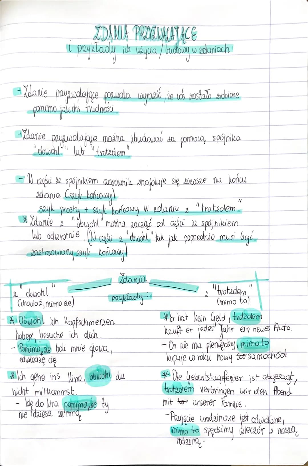 1 + Zdanie przyswalające pozwala wyrazić, że coś zostało zrobione.
pomimo jakichś trudności
ZDANIA PROVENACAJACE
Il peykłady ich wiyua / bud