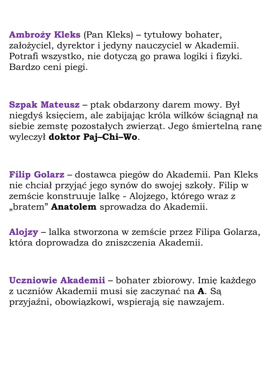 ,,Akademia Pana Kleksa" -
opracowanie
Tytuł: „Akademia Pana Kleksa"
Autor: Jan Brzechwa
Czas akcji: czasy współczesne autorowi (lata 50. i 6