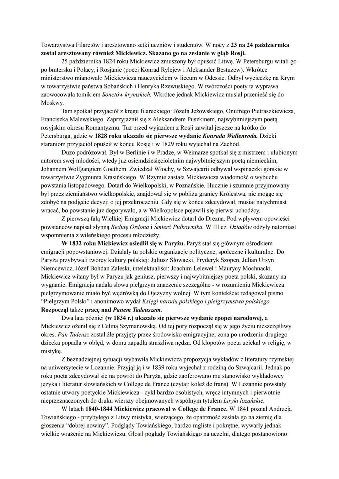 PAN TADEUSZ
ADAM MICKIEWICZ
KRÓTKO O UTWORZE
Warstwa fabularna Pana Tadeusza skupia się wokół historii dwóch skonfliktowanych
rodów - Soplic