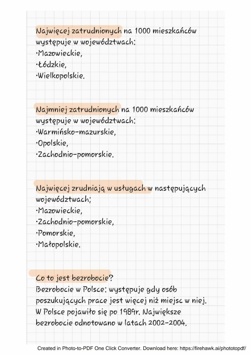 Geografia
Struktura zatrudnienia i bezrobocio
W jakich sektorach zatrudnia się ludzi?
•rolnictwo,
*przemysł,
usługi.
Jak przedstawiła się st