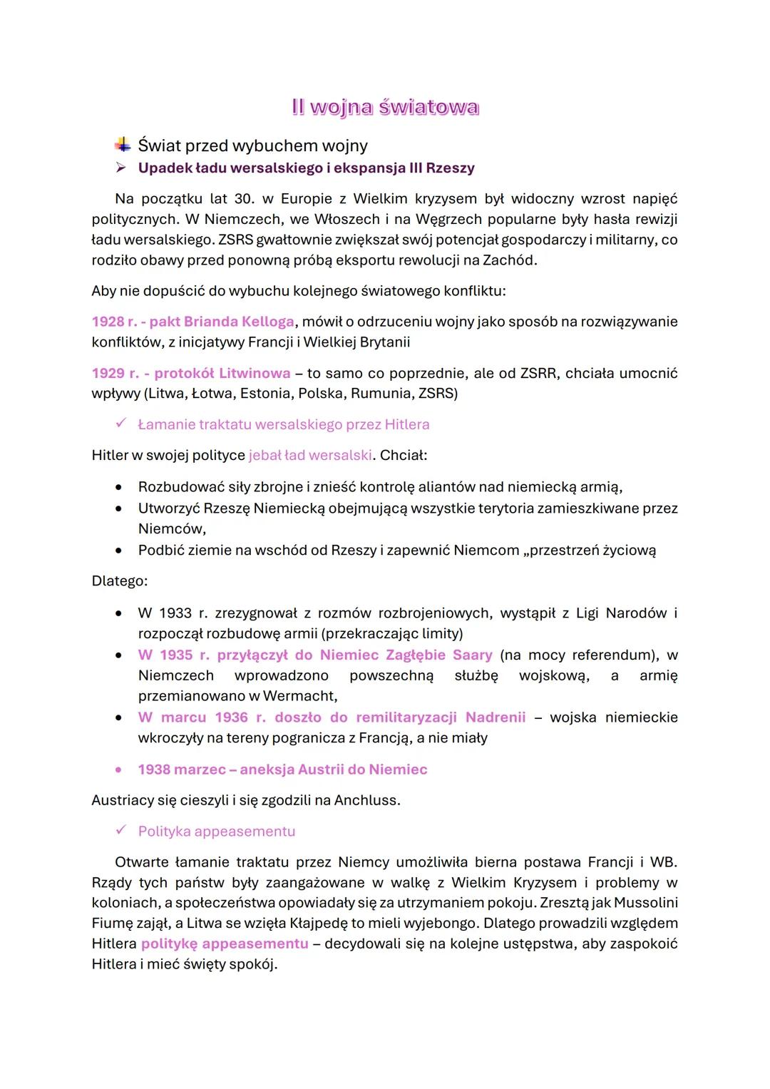 ## II wojna światowa
+ Świat przed wybuchem wojny
➤ Upadek ładu wersalskiego i ekspansja III Rzeszy
Na początku lat 30. w Europie z Wielkim 