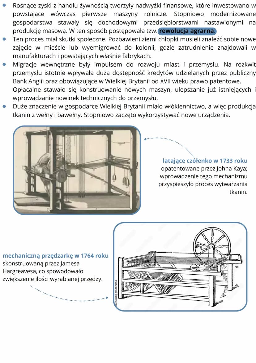--- OCR Start ---
1700
przemiany gospodarcze i
spoteczne w xviii wieku
1733 rok
opatentowanie
tzw. latającego czółenka
II połowa XVIII wieku