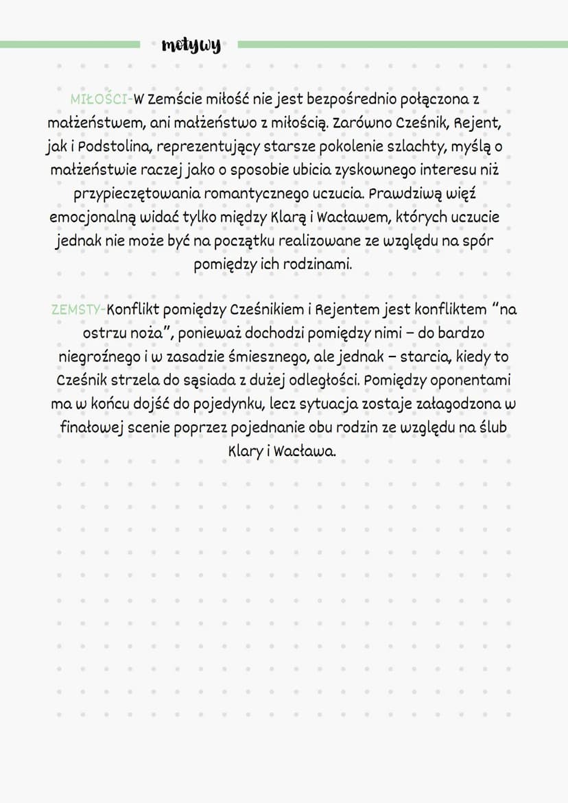 ●
•
·
peny
prhan
ZEMSTA L
·T·
ALEKSANDER FREDRO
GATUNEK- komedia
RODZAJ-dramat
·czas i miejsce akcji
0
●
Czas: Początek XIX wieku
3
Miejsce: