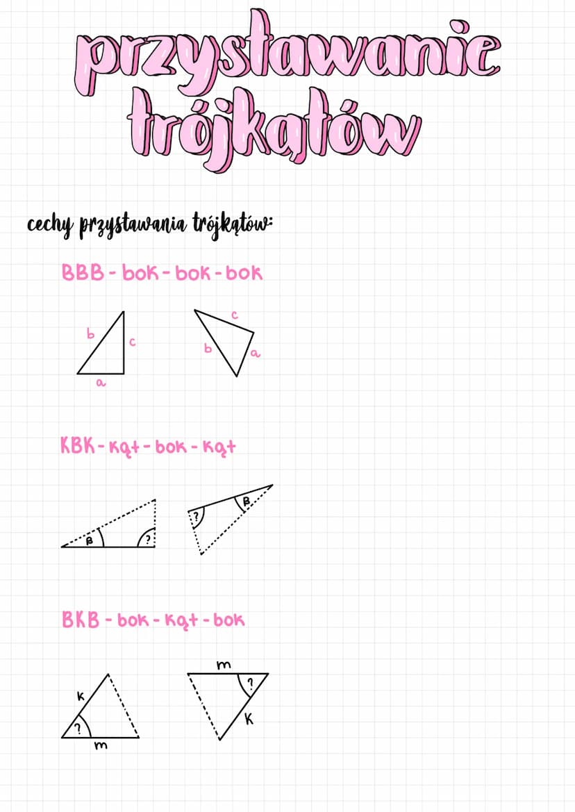przysławanic
trójkglów
cechy przystawania trójkątów:
BBB-bok-bok-bok
a
K
с
KBK-Kąt-bok - kąt
?
BKB-bok-kat-bok
C
m
a
K