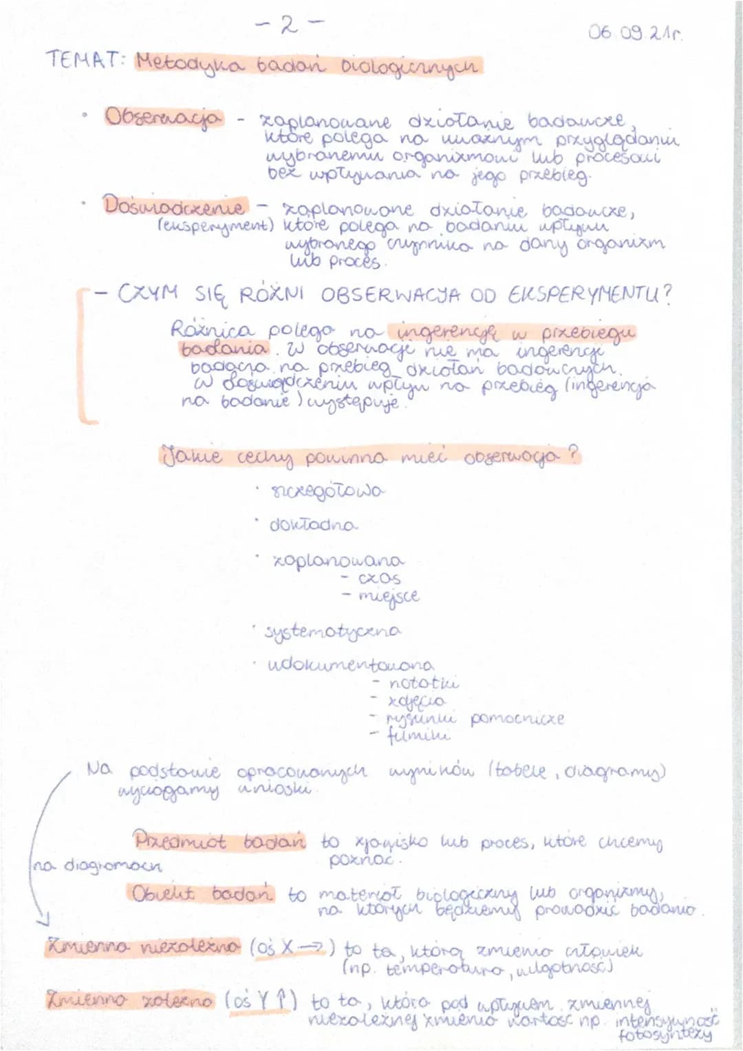 Metodyka badań biologicznych - zadania i notatki dla klasy 1