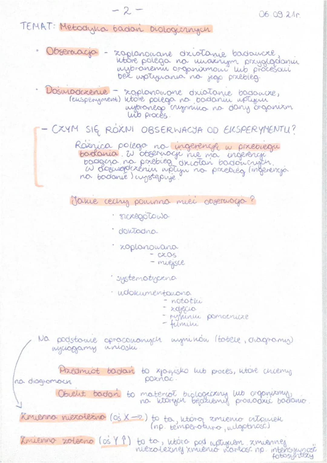 -2-
TEMAT: Metodyka badań biologicznych
Observacja
Doświadczenie
zaplanowane działanie badawcze,
reuspenyment) utore polega na bodaniu иртуи