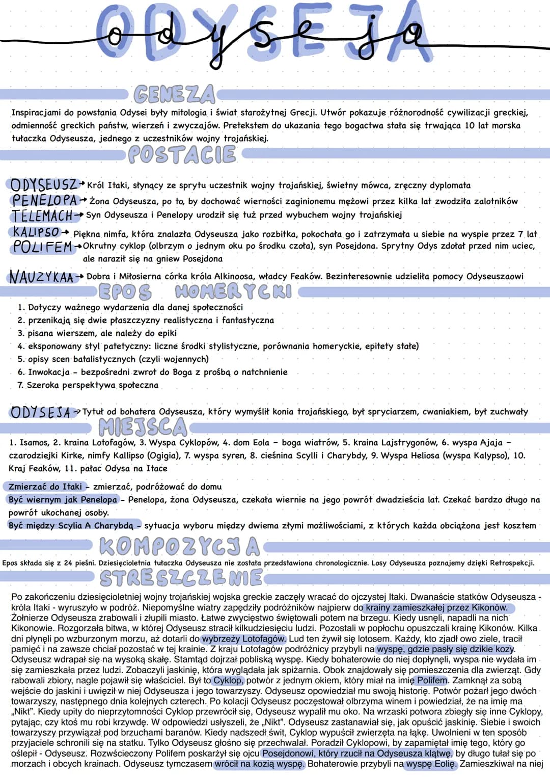 o by se ja
GENEZA
Inspiracjami do powstania Odysei byty mitologia i świat starożytnej Grecji. Utwór pokazuje różnorodność cywilizacji grecki