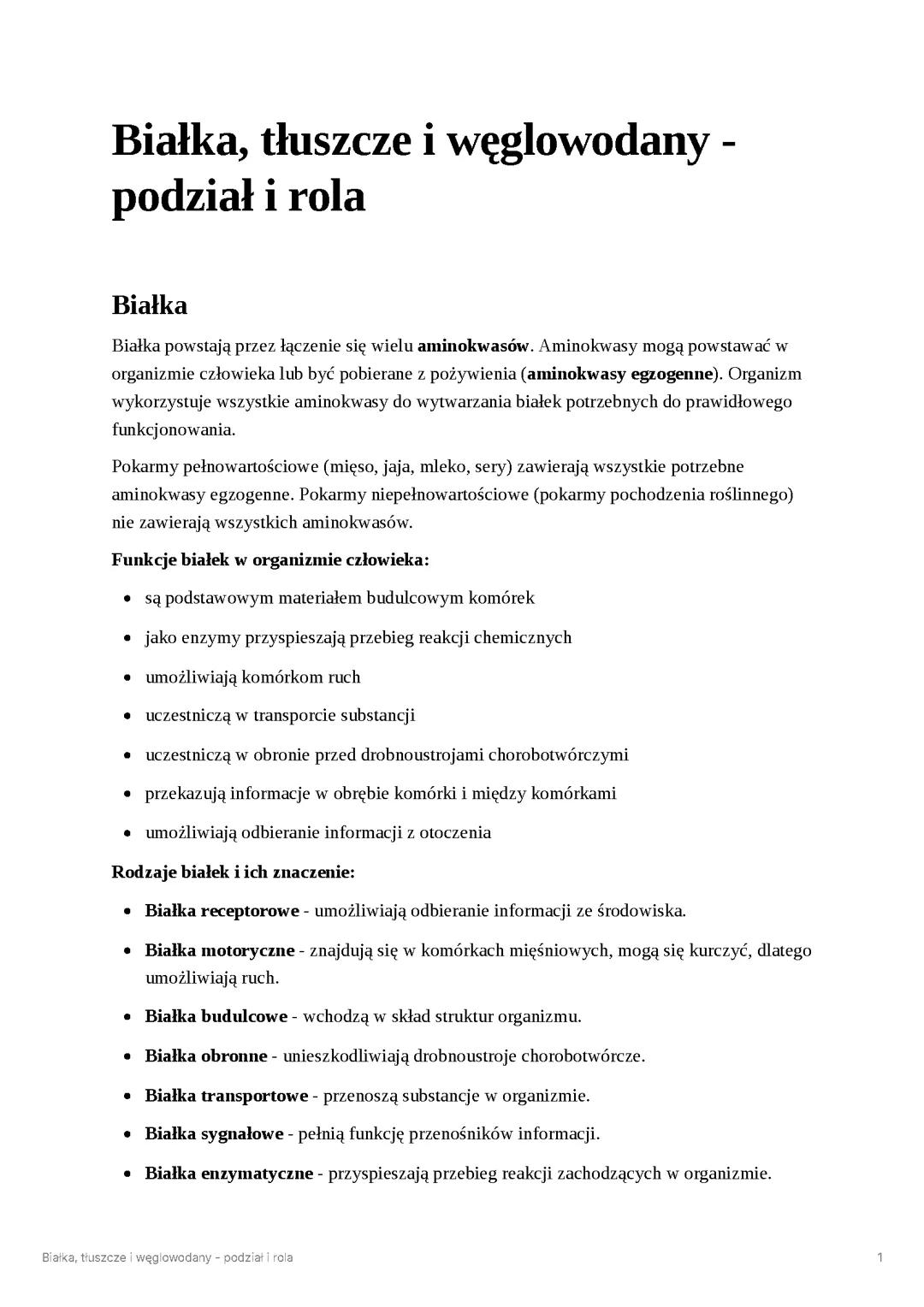 Białka, tłuszcze i węglowodany: Typy oraz ich znaczenie