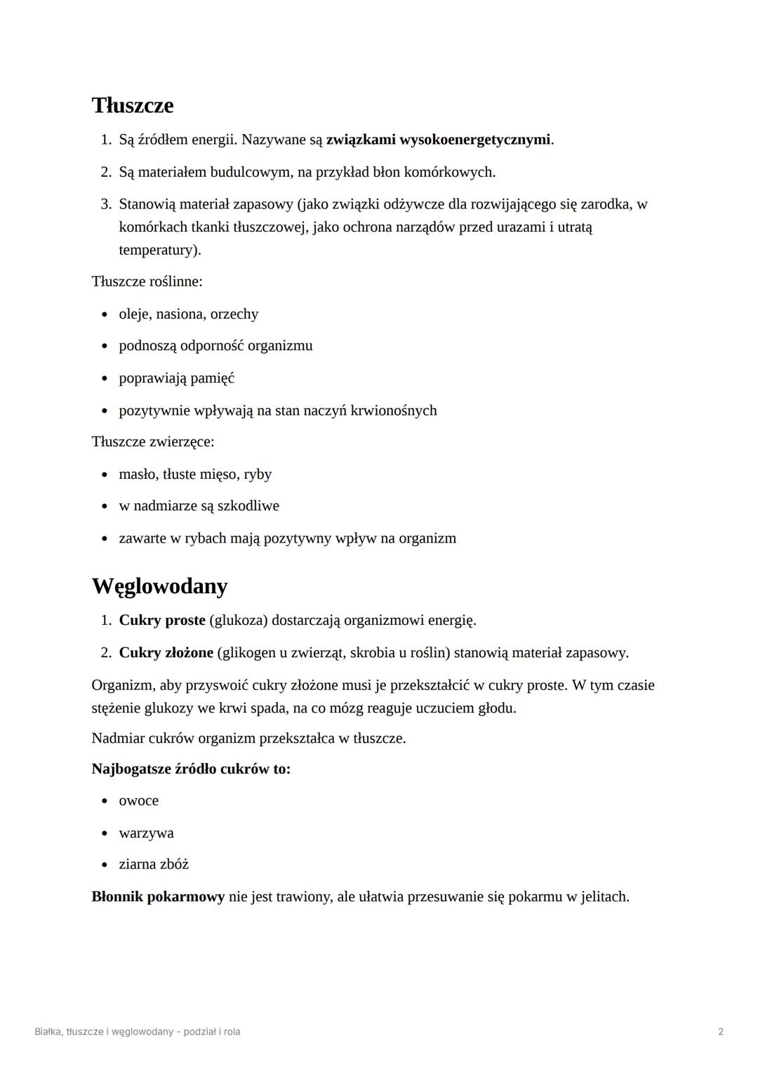 # Białka, tłuszcze i węglowodany -
# podział i rola

# Białka

Białka powstają przez łączenie się wielu aminokwasów. Aminokwasy mogą powstaw
