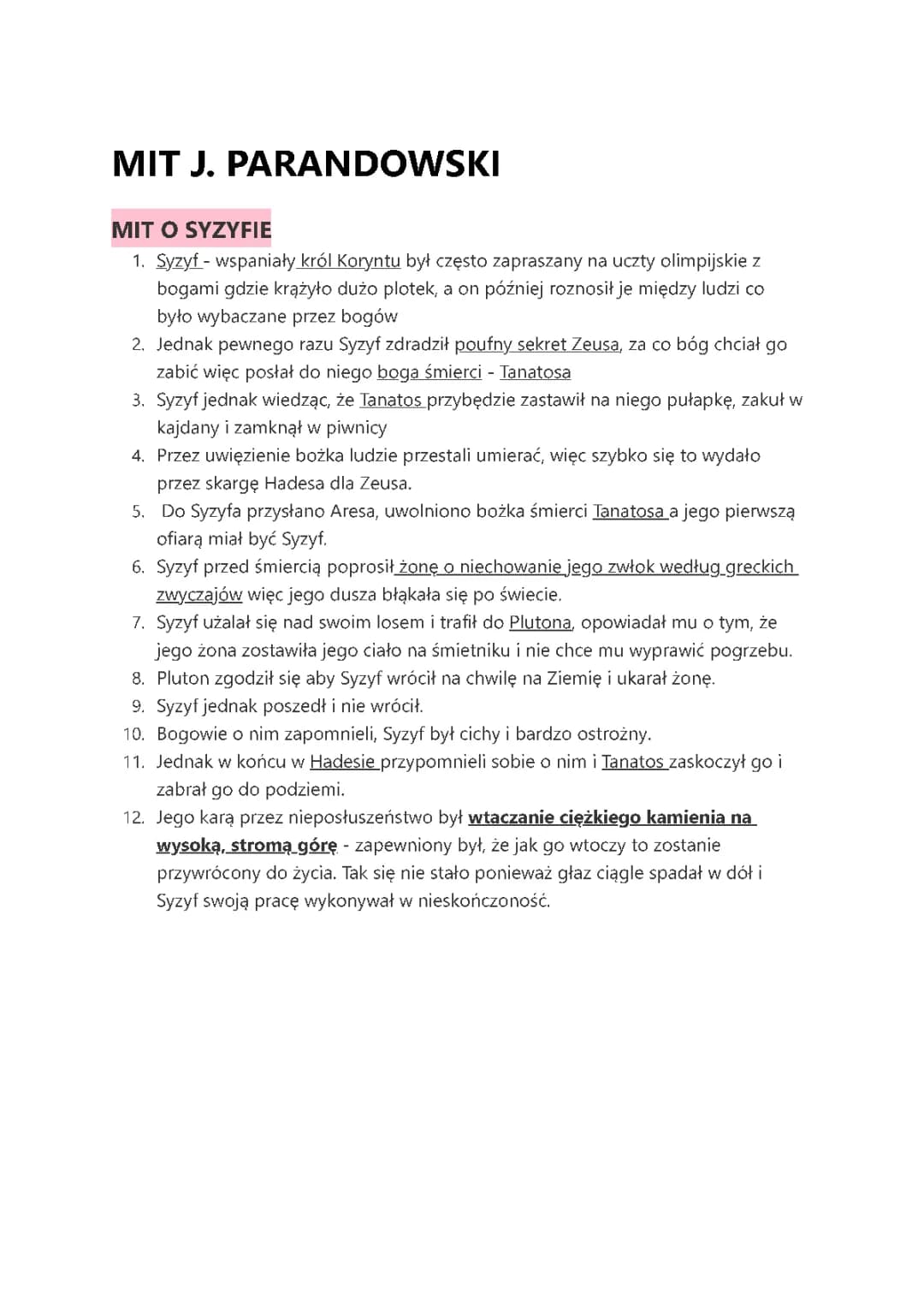 Mit o Syzyfie - Streszczenie i Analiza z Mitologii Jana Parandowskiego