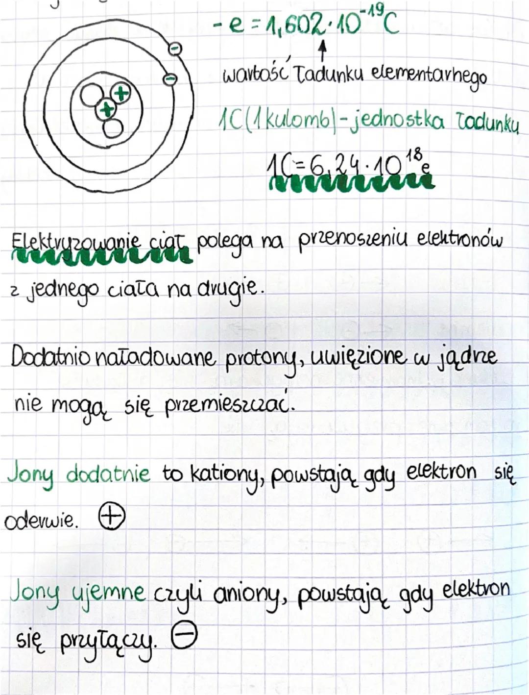-e=1,602-10-19 C
4
wartość Tadunku elementarnego
1C(1 kulomb)-jednostka Tadunku
1C = 6.24∙ 10 18
Elektruzowanie ciat polega na przenoszeniu 