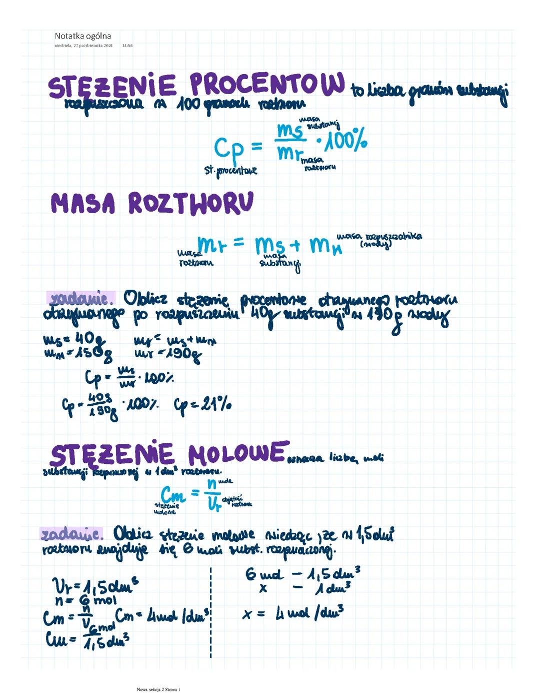 stężenie procentowe i molowe