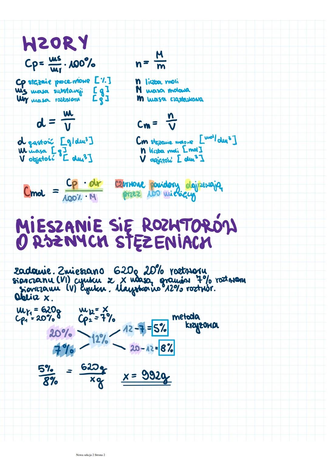 Notatka ogólna
niedziela, 27 października 2024 14:56
STEZENIE PROCENTOW to liczba gración substangi
rozpuszczona i 100 gramach rostoru
=
ms
