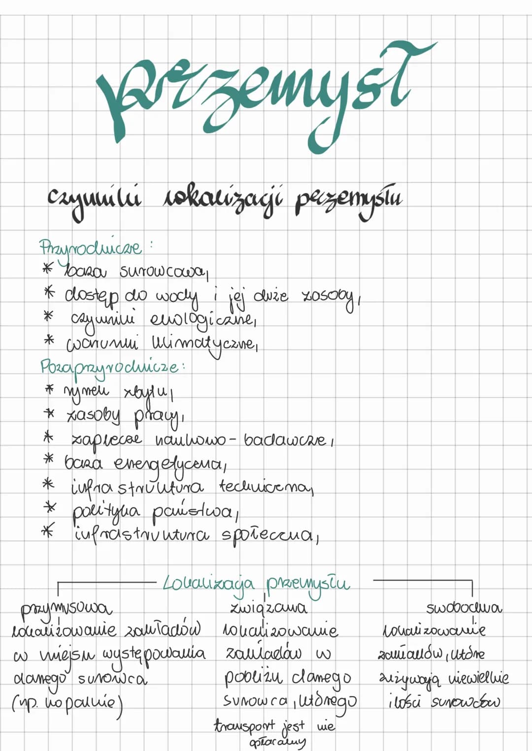 przemysł
czynniki wokalizacji perzemysłu
Przyrodnicze:
*baza surowcowa,
* dostęp do wody jej
i
czymnin enologiczine,
* wanunui mimatycznie,
